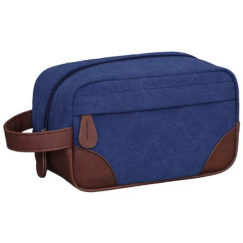 Borsa Da Toilette In Pu E Tela Navyblue - Foto 1