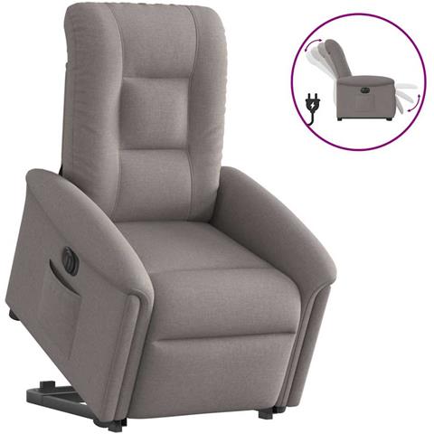 Poltrona Alzapersona Reclinabile Elettrica Tortora in Tessuto - Foto 1