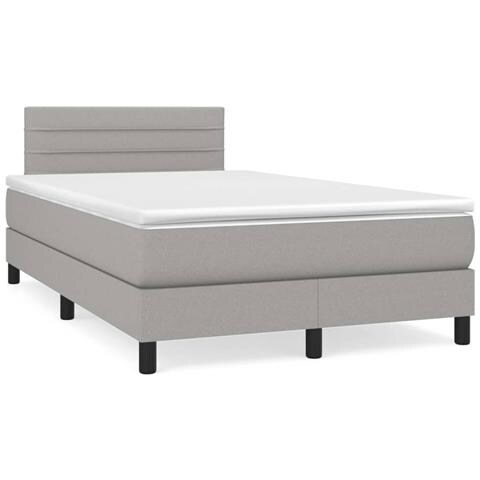Letto a Molle Materasso e LED Grigio Chiaro 120x190 cm Tessuto - Foto 2