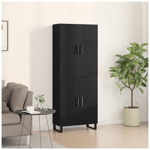 Armadi  2 pcs Nero Rovere 69,5x34x180 cm Legno ingegnerizzato - Foto 2