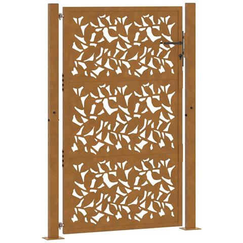 Cancello da Giardino 105x130 cm Acciaio Corten Design a Foglia - Foto 1