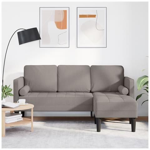 Divano L-shaped 3 posti Tortora 160 cm in tessuto - - Foto 2