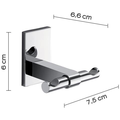 Appendiabiti Doppio Da Muro In Acciaio Inox E Cromall 7826 Serie Maine Cromato - Foto 2
