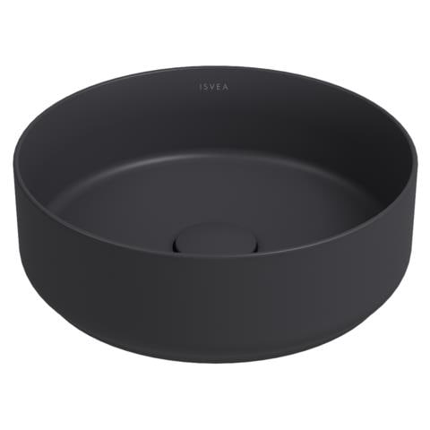 Lavabo Tondo Da Appoggio Senza Troppo Pieno In Ceramica Senza Foro Rubinetto - Antracite Opaco - Foto 1