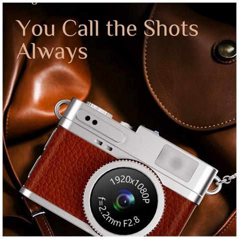 Mini Fotocamera Luminosa: Registrazione Hd 1080p, Schermo Ips Da 0.96"" E Design Retro Brown - Foto 2