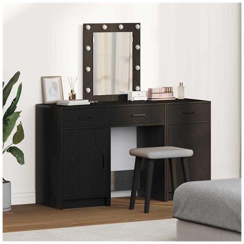 Tavolo da Trucco 3 pcs Nero 50 x 41 x 135 cm Legno multistrato - Foto 2