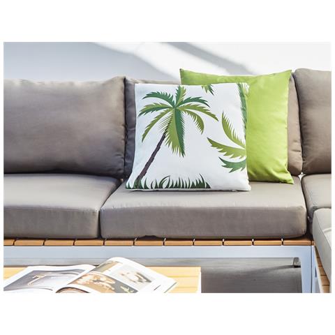 Set Di 2 Cuscini Da Esterno Seaside Trama Di Piante 45 X 45 Cm Verde - Foto 1