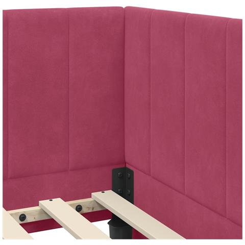 Cornice del letto ad angolo Rosso vino 100 x 200 cm Velluto - Foto 9