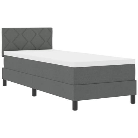 Letto a molle con materasso Grigio scuro 80 x 200 cm Tessuto - Foto 1