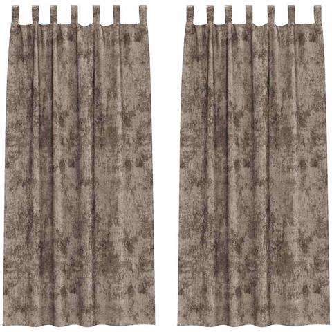 Tenda con tende 2 pcs Cappuccino 225 x 140 cm Velluto - Foto 1
