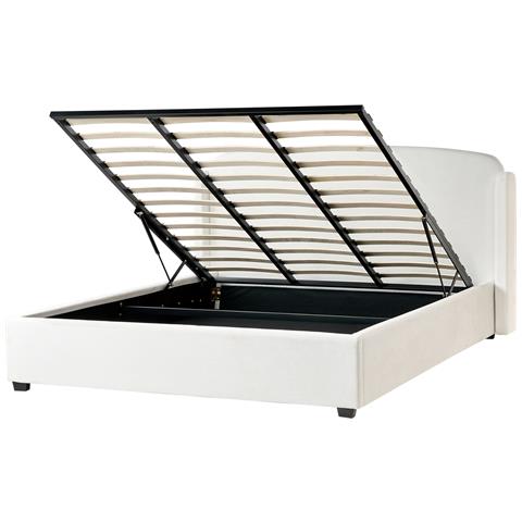 Letto Contenitore Tessuto Bernay 180 X 200 Cm Bianco Sporco - Foto 2