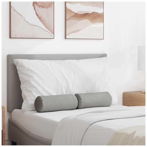 Cuscini a rullo 2 pcs Grigio Nuvola Ø 15 x 40 cm Tessuto - Foto 2