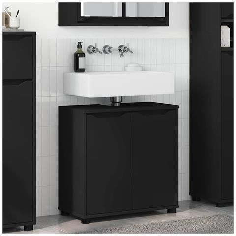 Mobile per lavabo da bagno con lo scaffale Nero 60 x 30 x 60 cm - Foto 2