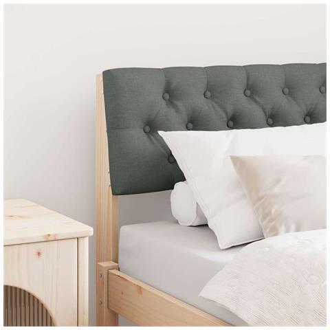Testiera imbottita Grigio scuro 75 cm Pino massello - Foto 2
