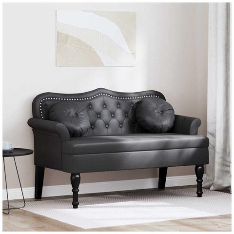 Panca Chesterfield Nero 120,5 x 65 x 75 cm Pelle Sintetica - Foto 2