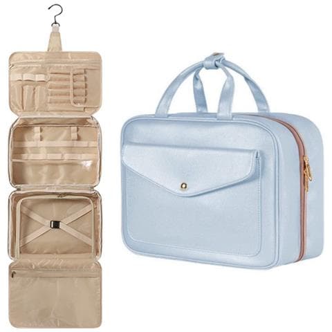 Trousse Da Toilette Da Viaggio Pieghevole Da Appendere - Organizer Cosmetici Piccolo, Impermeabile E Di Grande Capacità Blue - Foto 1
