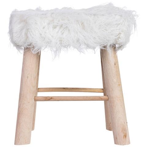 Sgabello In Legno Rivestito In Tessuto Bianco 37x26x43h Cm - Foto 2