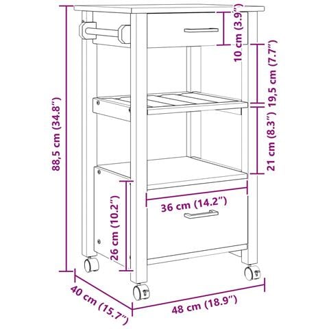 Carrello da Cucina MONZA Nero 48 x 40 x 88,5 cm - Foto 9