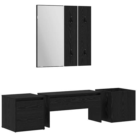 Set mobili da ingresso con specchio 6 pcs Legno multistrato - Foto 1