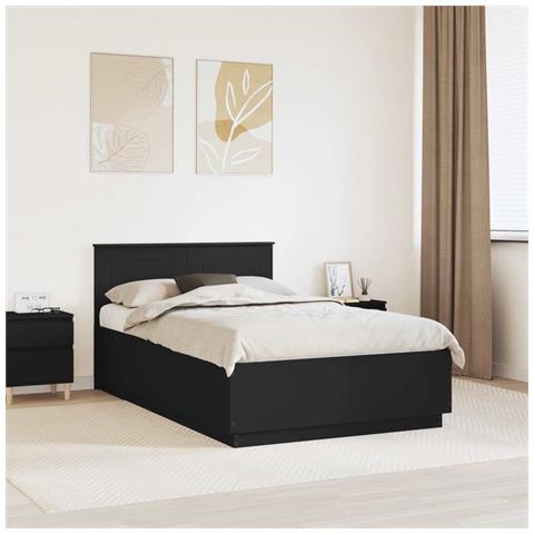 Struttura del letto Nero 120 x 190 cm Legno multistrato - Foto 2