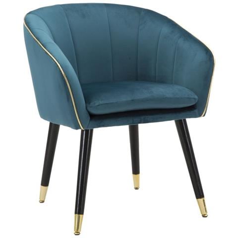 Poltrona Paris Ottanio E Gold In Tessuto Con Gambe Dorate - 62 X 58 X H 78 Cm - Foto 1