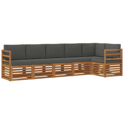 Set divani 6 pcs Naturale e Antracite Legno di Acacia Massello - Foto 1