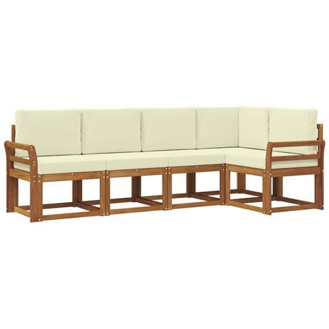 Set di divani con cuscino 5 pcs Naturale e Crema - Foto 1