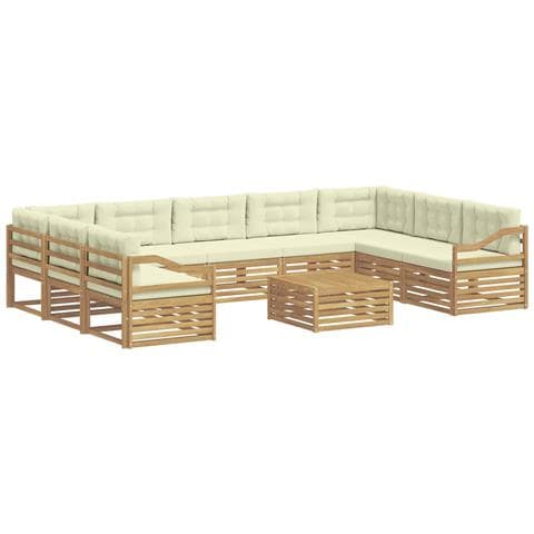 Set di divani da esterno 10 pcs Bianco e Crema Poliestere - Foto 1