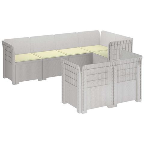 Divano 7 Posti da Giardino con Cuscini Aspetto Rattan PP Bianco - Foto 1