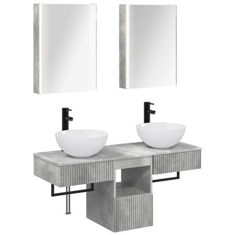 Set di Armadi da Bagno 5 pcs Grigio Cemento 43 x 11,5 x 60,5 cm - Foto 1