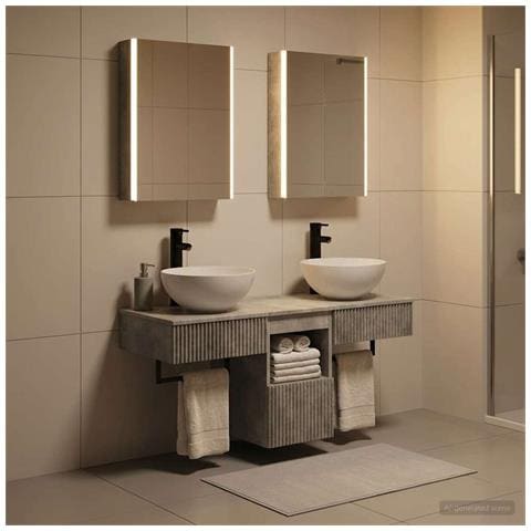 Set di Armadi da Bagno 5 pcs Grigio Cemento 43 x 11,5 x 60,5 cm - Foto 2