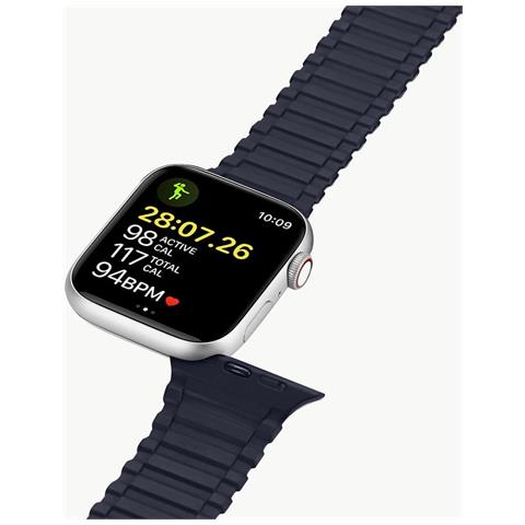 Cinturino (versione Armor) Per Apple Watch Se, Compatibile Con I Modelli 9, 8, 7, 6, 5, 4, 3, 2, 1 (41, 40, 38 Mm), Bracciale Magnetico In Silicone Blu. - Foto 2