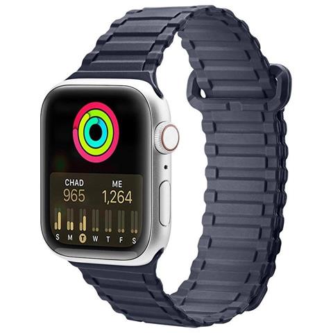 Cinturino (versione Armor) Per Apple Watch Se, Compatibile Con I Modelli 9, 8, 7, 6, 5, 4, 3, 2, 1 (41, 40, 38 Mm), Bracciale Magnetico In Silicone Blu. - Foto 7