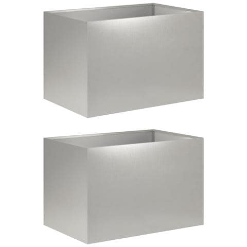 Vaso da giardino 2 pz Argento 60 x 40 x 40 cm Acciaio Inox - Foto 1