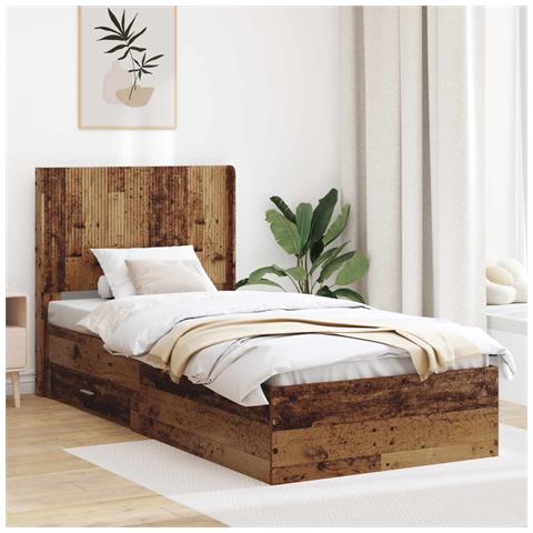 Struttura del letto con stoccaggio e testata Legno antico - Foto 10
