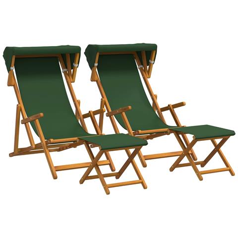 Lettino 4 pcs 3 Posizione Legno di Eucalipto Massello Verde - Foto 1