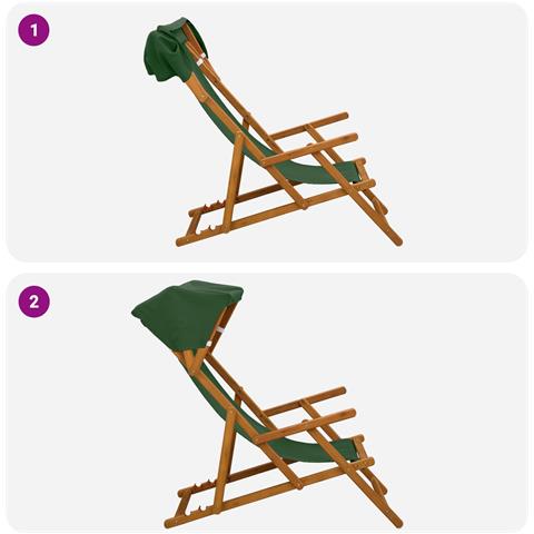 Lettino 4 pcs 3 Posizione Legno di Eucalipto Massello Verde - Foto 10