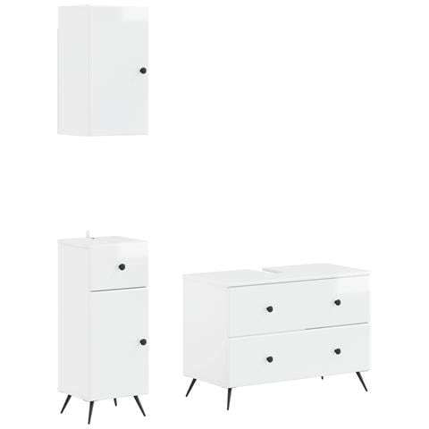 Set di armadietti da bagno in 3 pezzi BREDA Bianco Lucido - Foto 1