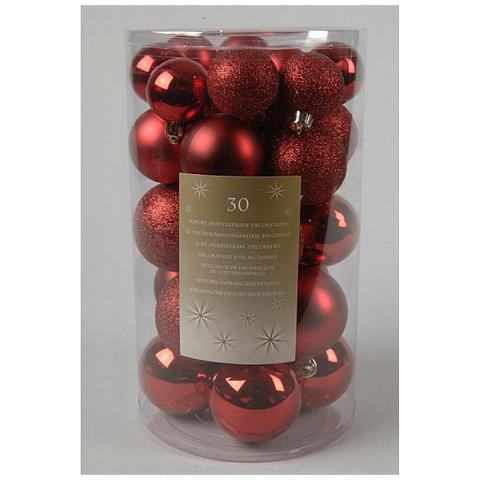 30 Palline Di Natale Rosso Opaco / lucido / glitter Addobbi Decoro Albero - Foto 1