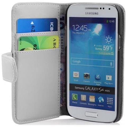 Custodia Compatibile Con Samsung Galaxy S4 Mini In Bianco Flash - Coperchio Protettivo In Similpelle Liscia E Tasca Per Carte Di Credito - Foto 1