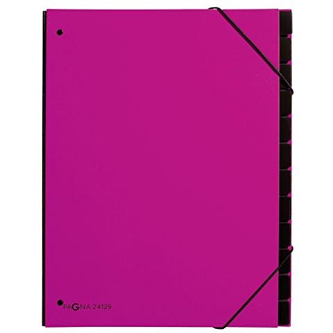 Classificatore Da Scrivania, Rilegatura In Cartone Nero Plastificato, Retro Estensibile, Confezione Da 12 Pezzi, 265 X 20 X 340 Mm, Rosa Scuro - Foto 1