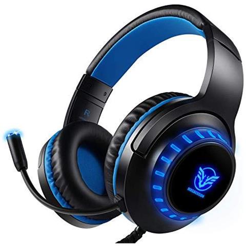 Pro Stereo Gaming Headset Per Ps4 Pc Xbox One S X Nintendo Switch Controller E Pc Portatile Mac Rumore Ear Apple Annulla Sopra Con Il Mic Led (blu Nero) - Foto 1
