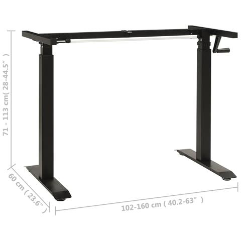 Telaio Scrivania Altezza Regolabile Manuale A Manovella Nero - Foto 8