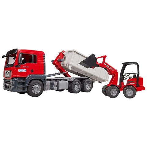 Mezzo Cantiere Bruder 03767 Man Camion Tgs Con Container E Ruspa Schae - Foto 6