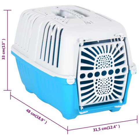 Trasportino Per Animali Bianco E Blu 48x31,5x33cm Polipropilene - Foto 8