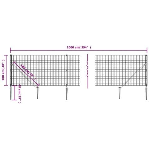 Recinzione Metallica Con Picchetti Ancoraggio Antracite 1x10 M - Foto 4