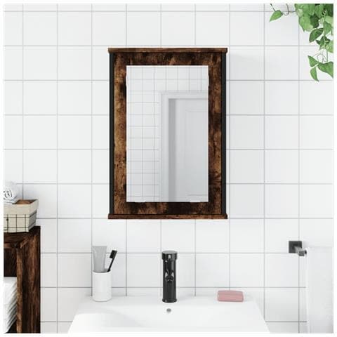 Mobile Bagno Specchio Rovere Fumo 42x12x60 Cm Legno Multistrato - Foto 3