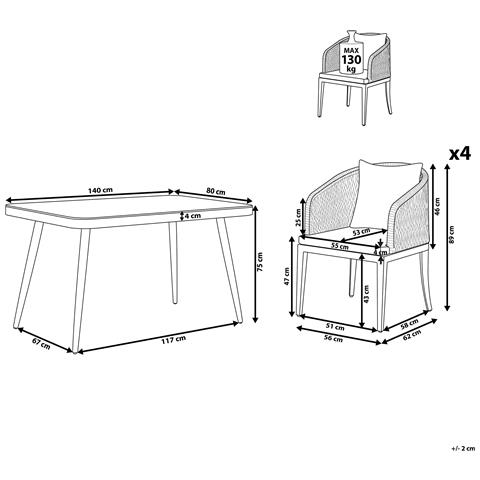Set Da Pranzo 4 Posti Da Giardino Alluminio Grigio Scuro Lipari - Foto 8