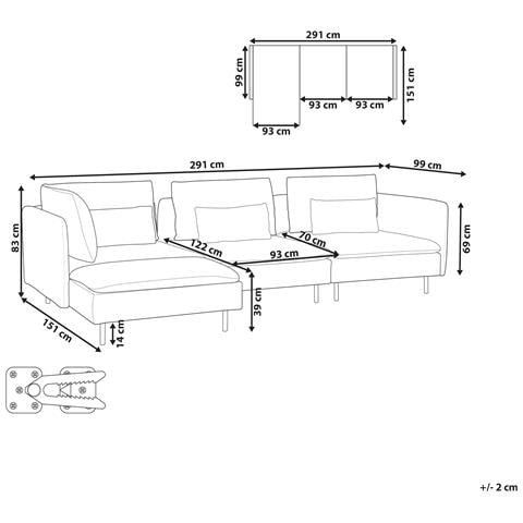 3 Posti Egeris Tessuto Grigio Chiaro Lato Destro - Foto 9