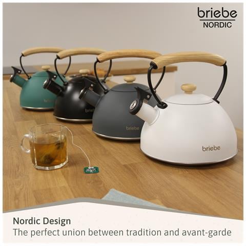 Nordic Bollitore A Induzione Con Fischio, 2,3 L Acciaio Inox., Manico In Legno Verde - Foto 15